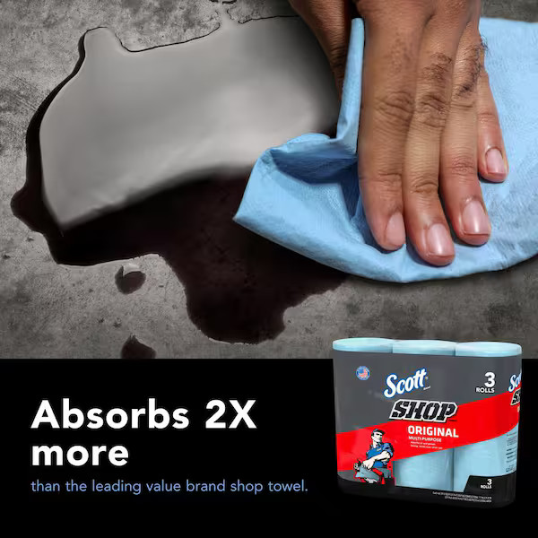 Blue 1-Ply 9×11 Shop Towel Cleaning Wipes (3-Pack Bundle of 10)