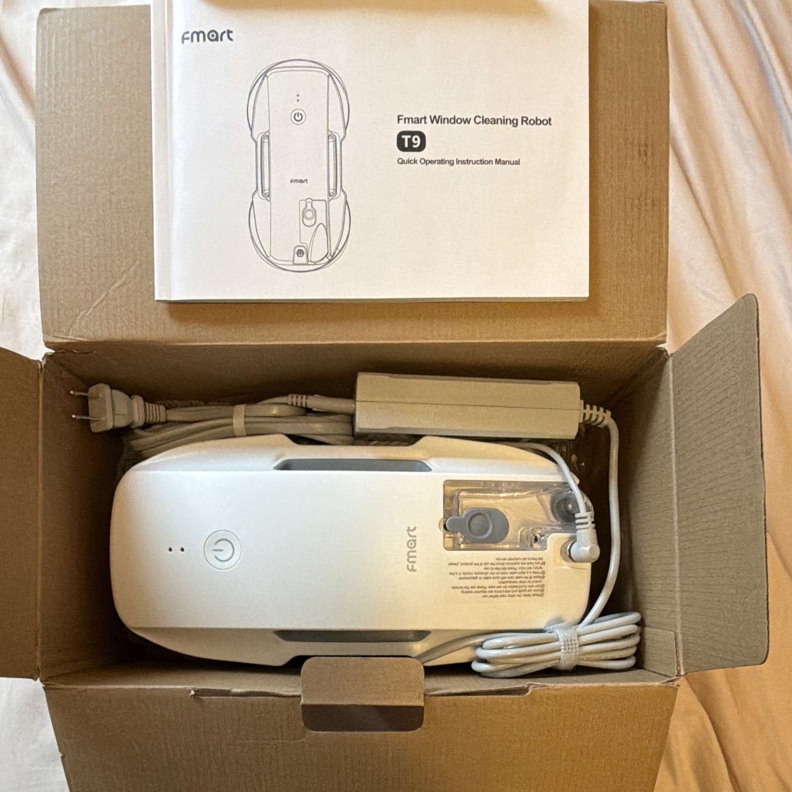 Fmart T9 Window Cleaning Robot, Corded Electric, 2400mAh, White/Gray, Pads