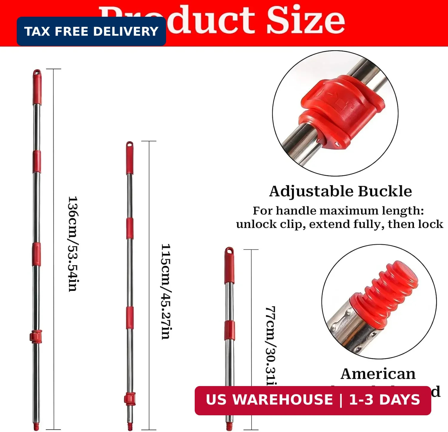 Spin Mop Handle Replacement for Ocedar, Heavy Duty Hand Press Mop Stick Replacem
