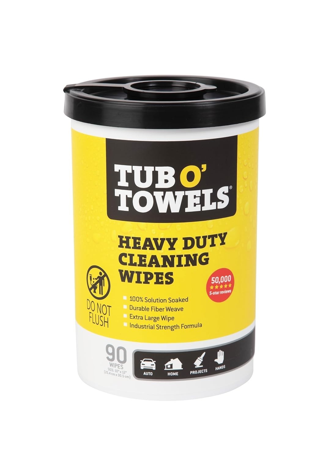 Tub O Towels Heavy Duty Cleaning Wipes 90 Count XL Multi Surface Grease Remover