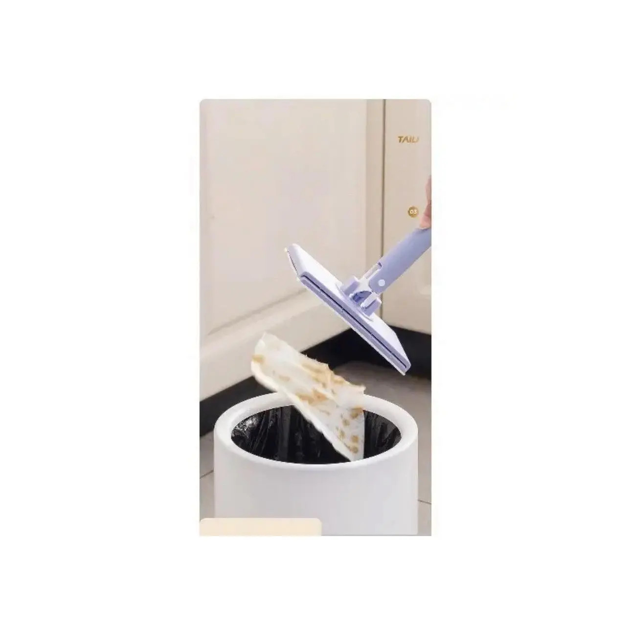 Flat Mop Metal Handle Plastic Head 90cm Purple White 16x8cm