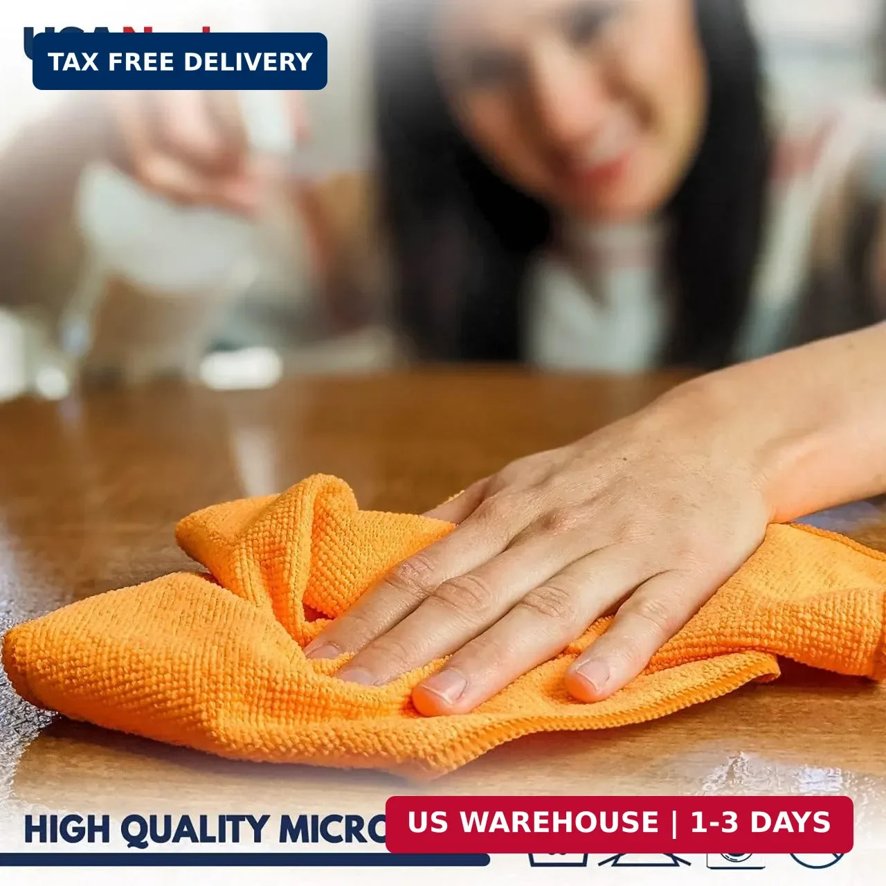 USANOOKS Microfiber Cleaning Cloth – 8 Pcs 12″x11″ – High Performance – 1200 Was