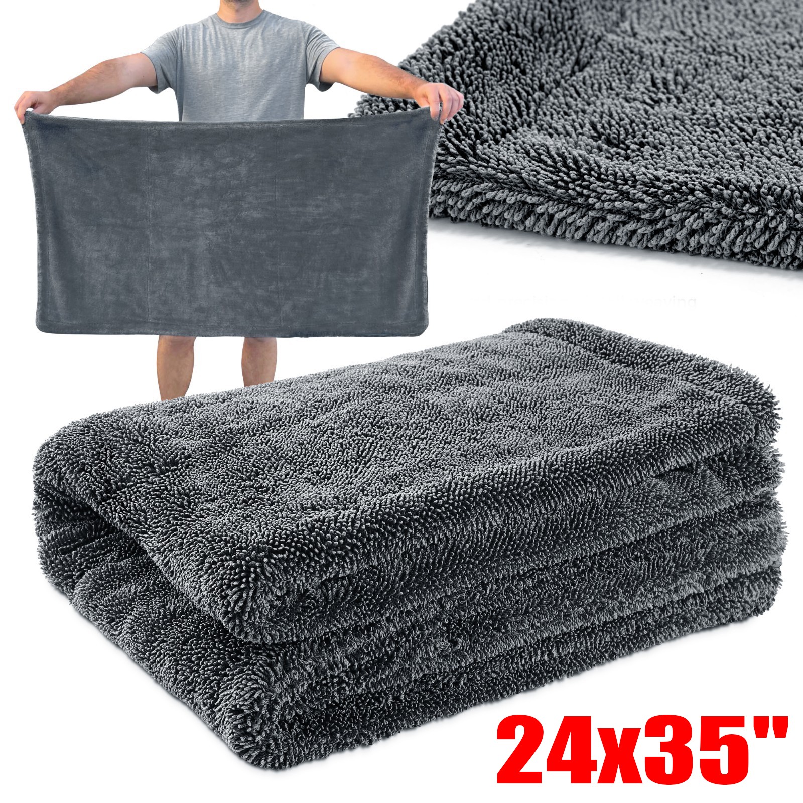 24*35″ Water Absorbing Car Wash Microfiber Drying Towel Twisted Loop 1500GSM