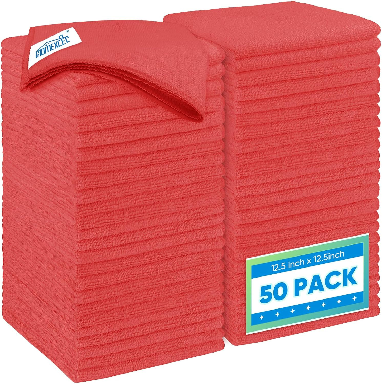 Red Microfiber Cleaning Cloth 12 Pack, 12.5 X 12.5 Inch Microfiber Towels for Ca