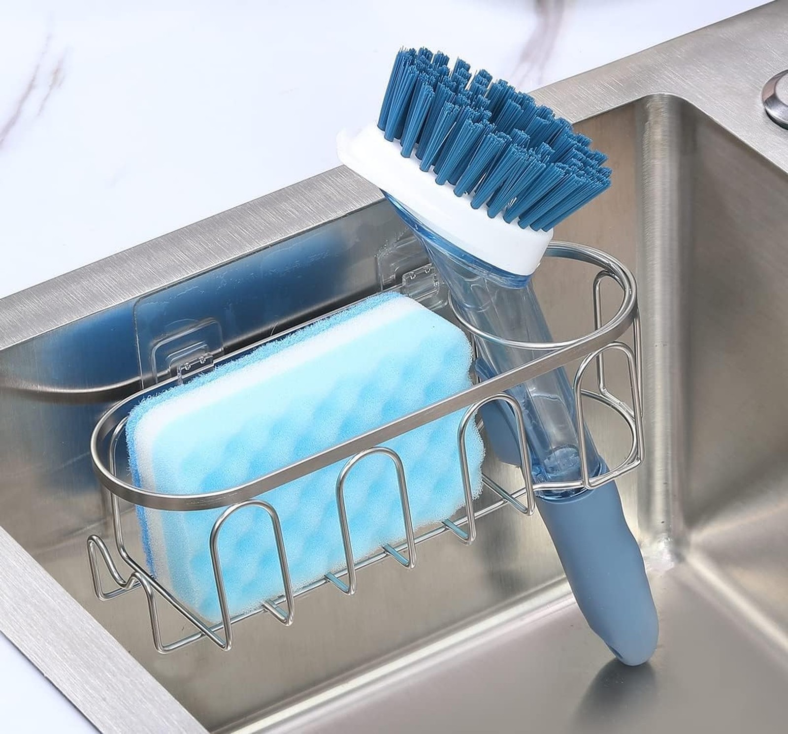 Sink Caddy Sponge Holder for Kitchen Sink 2 Suspension Options(Suction Cups a…
