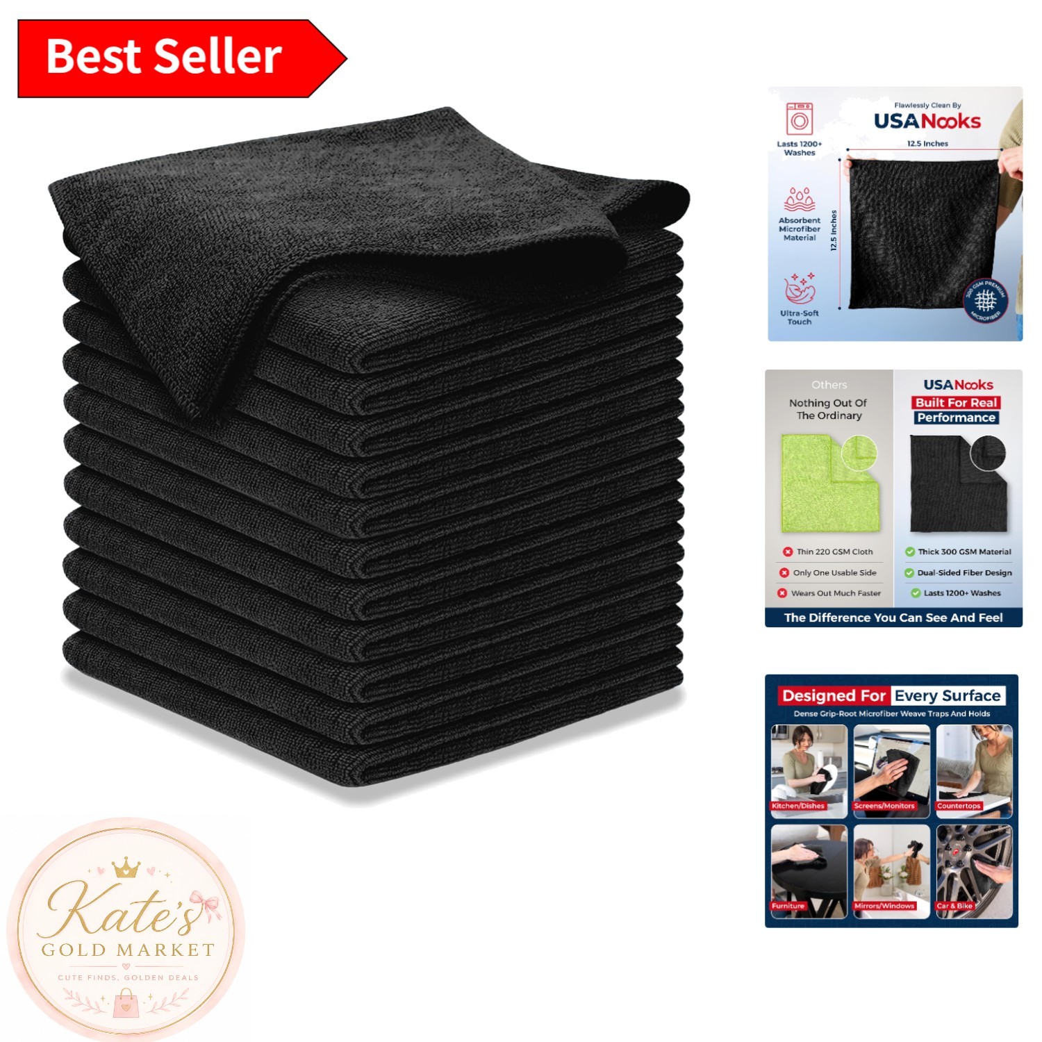 Ultra-Absorbent 300GSM Microfiber Towels – 12.5’x12.5′ for Superior Car Care
