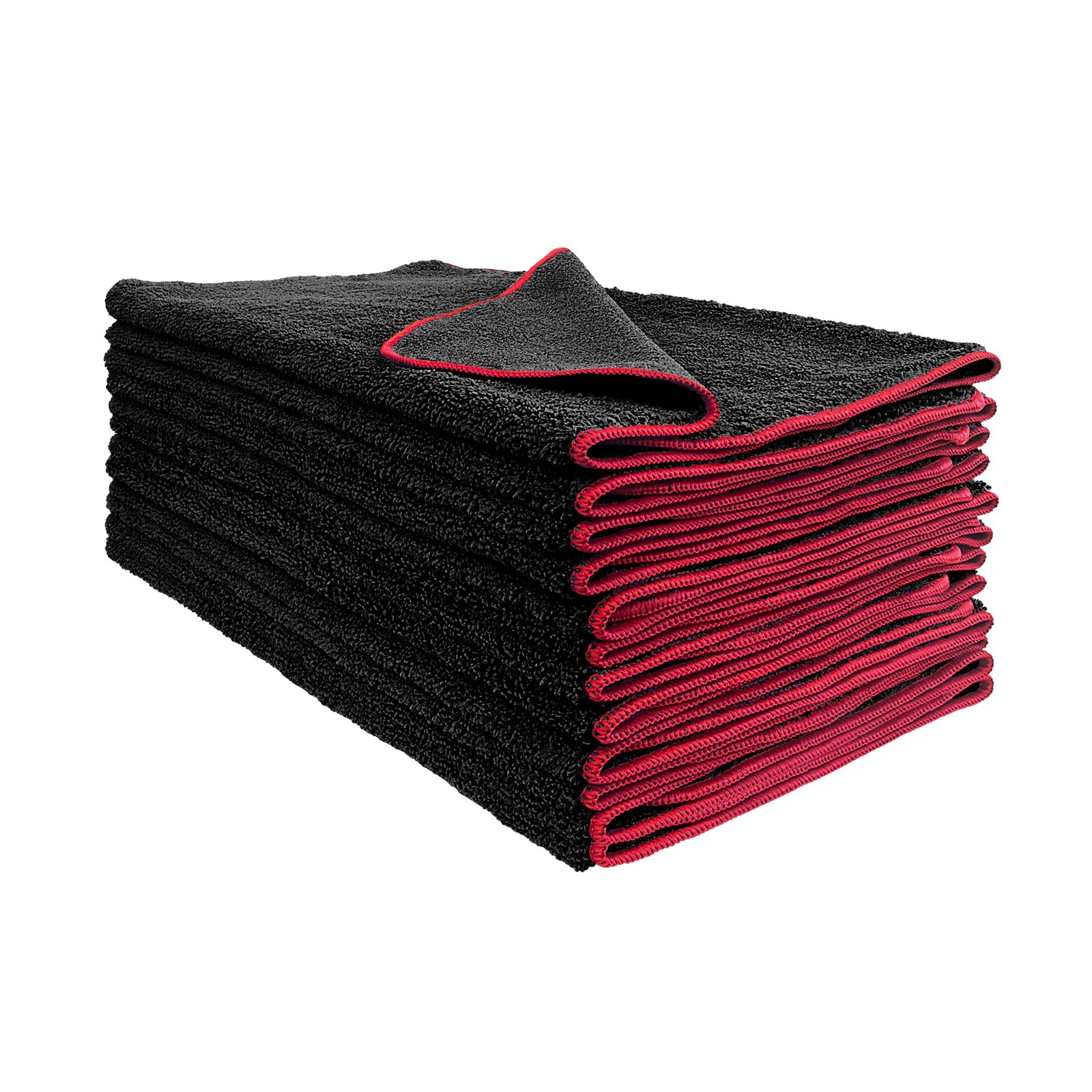 Dual Pile 400 GSM Microfiber Towels with Red Trim, All-Purpose Terry Weave Cl…