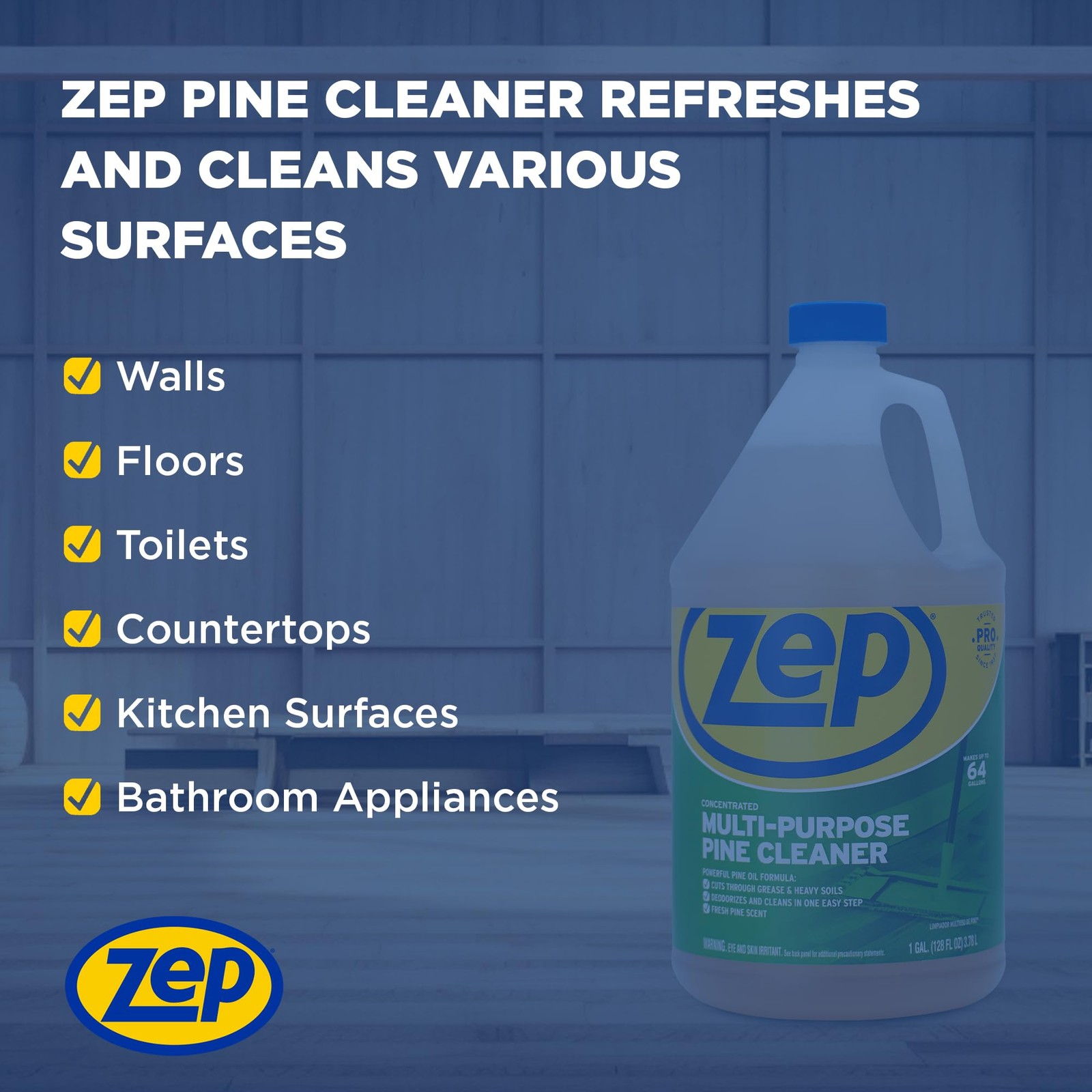 Zep Concentrated Multi-Purpose Pine Cleaner – Cut 42.67 Fl Oz (Pack of 3)
