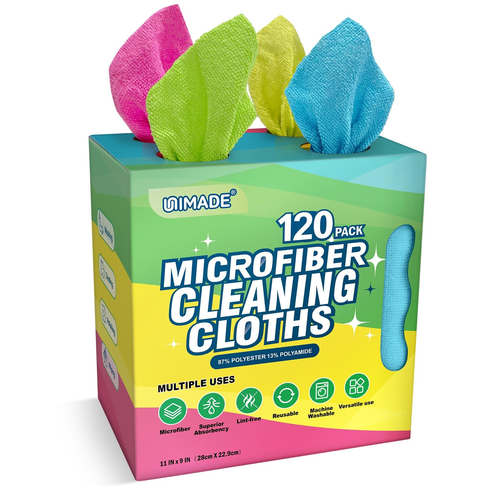 Microfiber Cleaning Cloth, 120 Pack Reusable Paper Towels