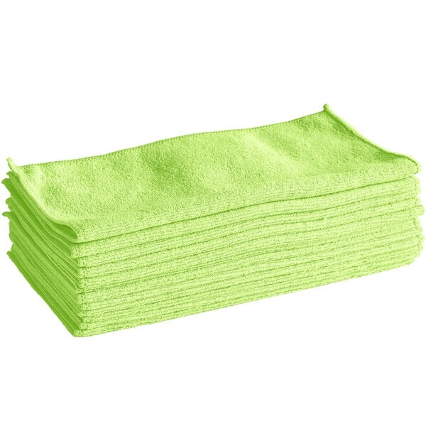 12″ x 12″ Green Microfiber General Purpose Cloth – 12/Pack