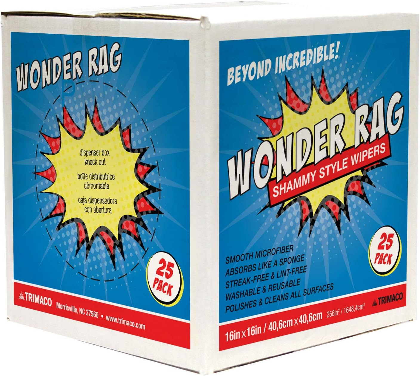 Wonder Rag, 14″ X 17″ Microfiber Wiper Rags – 25 per Box, White