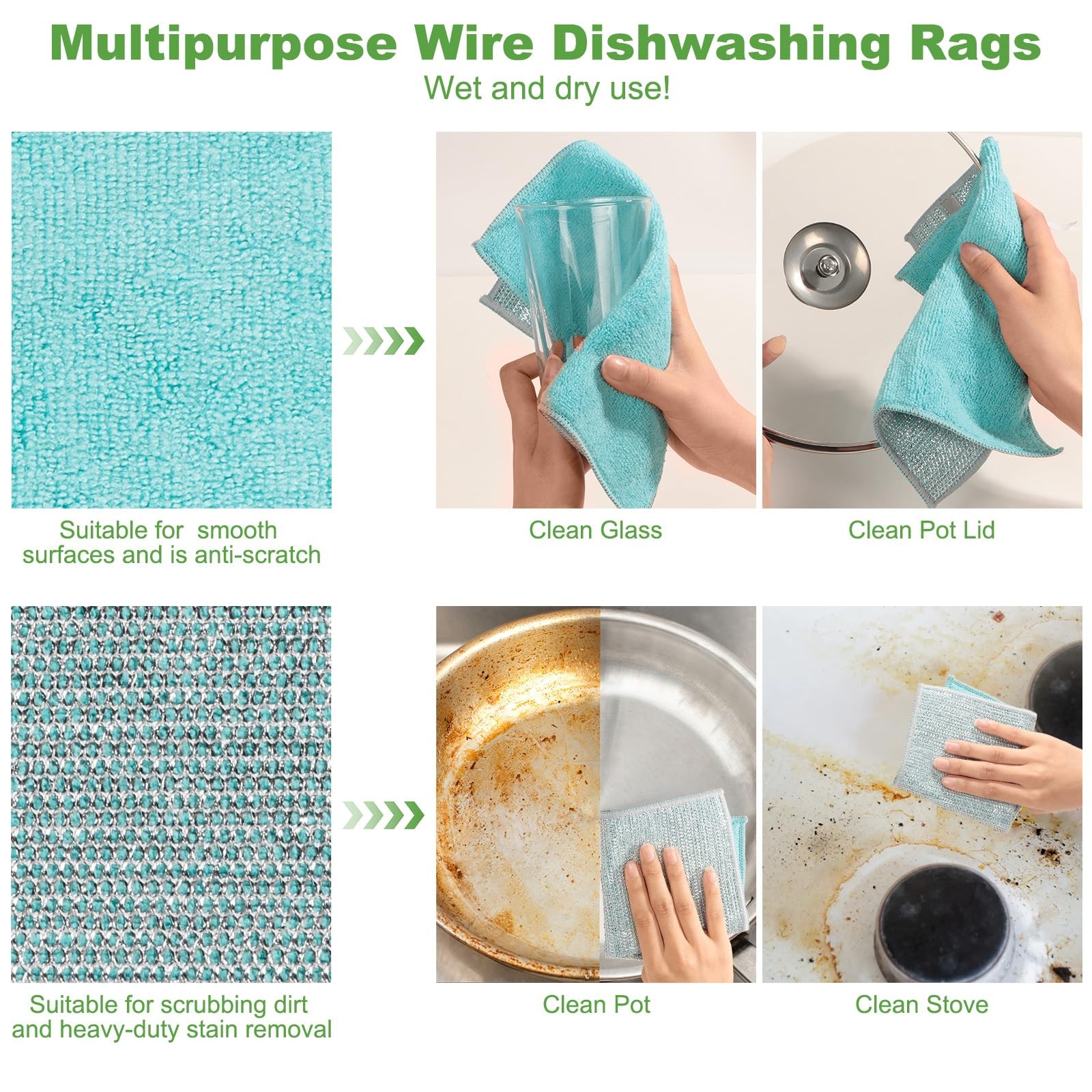 Non Scratch Wire Dishcloth,Multipurpose Wire Dishwashing Rag,10PCS