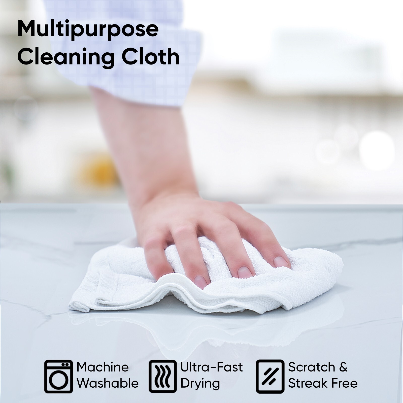 Superio Terry Cloths 100% Cotton 12″ White, 6 Pack Cleaning Rags Washcloths