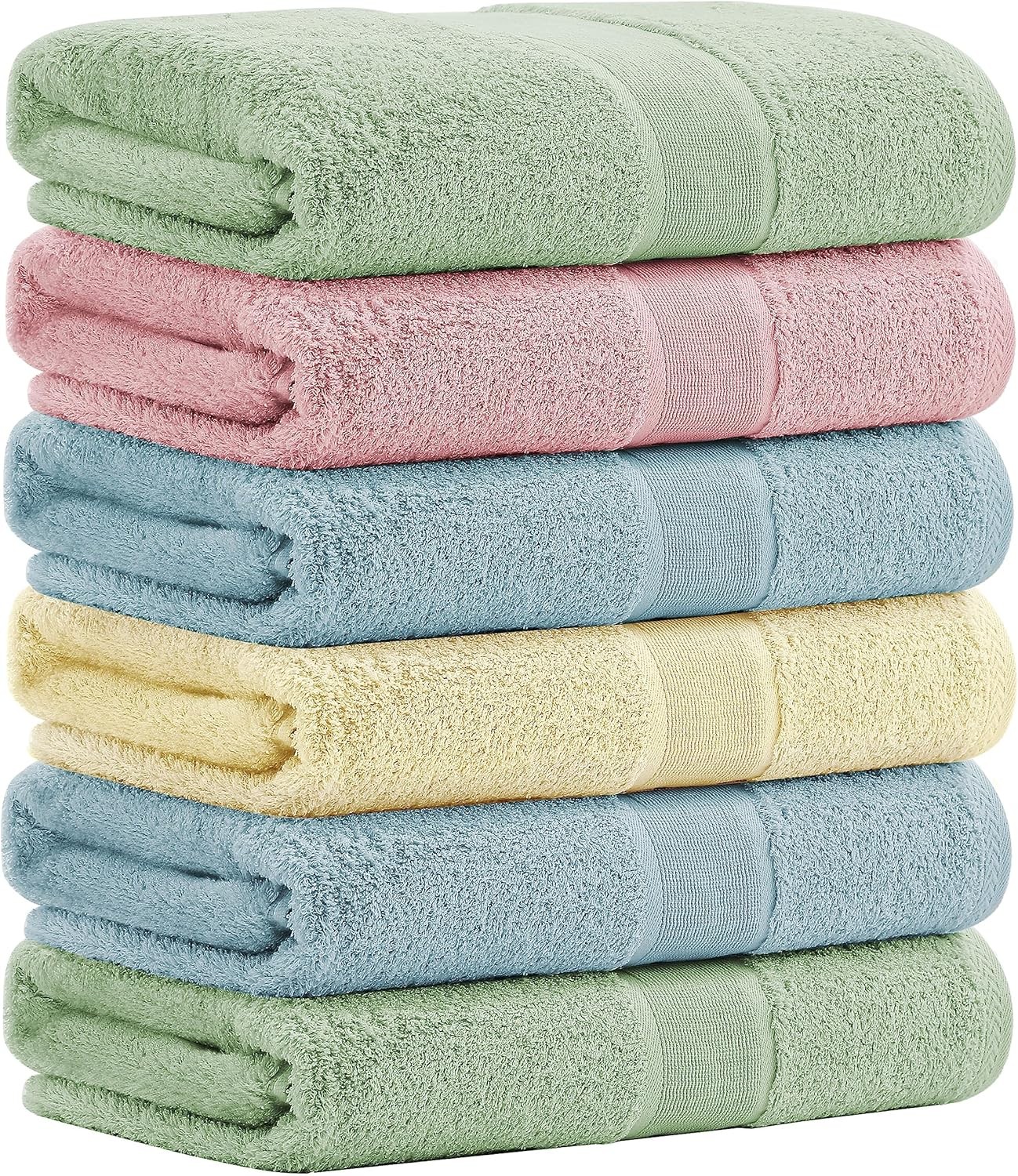 Viscose from Bamboo and Cotton Bath Towels Set of 6-27×54 Inch Ultra Soft,