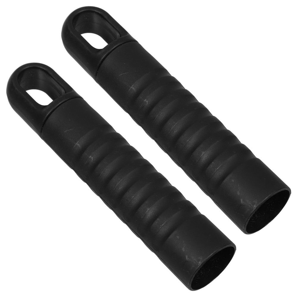 2Pcs Black Broom Replacement Grips with Antislip Design for Easy Cleaning