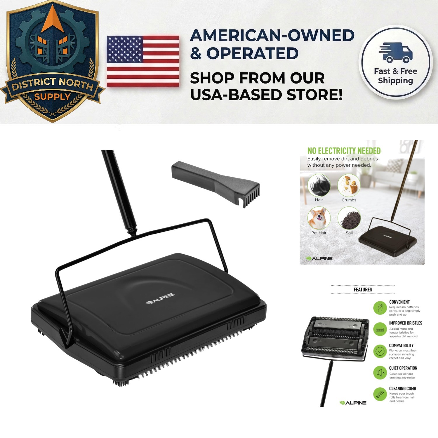 Effortless Cleaning: Cordless Triple Brush Sweeper for Hard Floors and Carpets