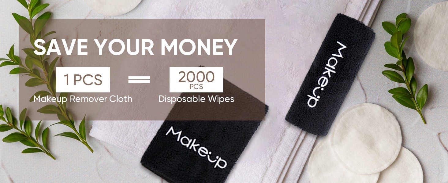 Makeup Remover Cloth 6 Pack,Premium Washable Soft 13×13 Inch Facial Cleansing