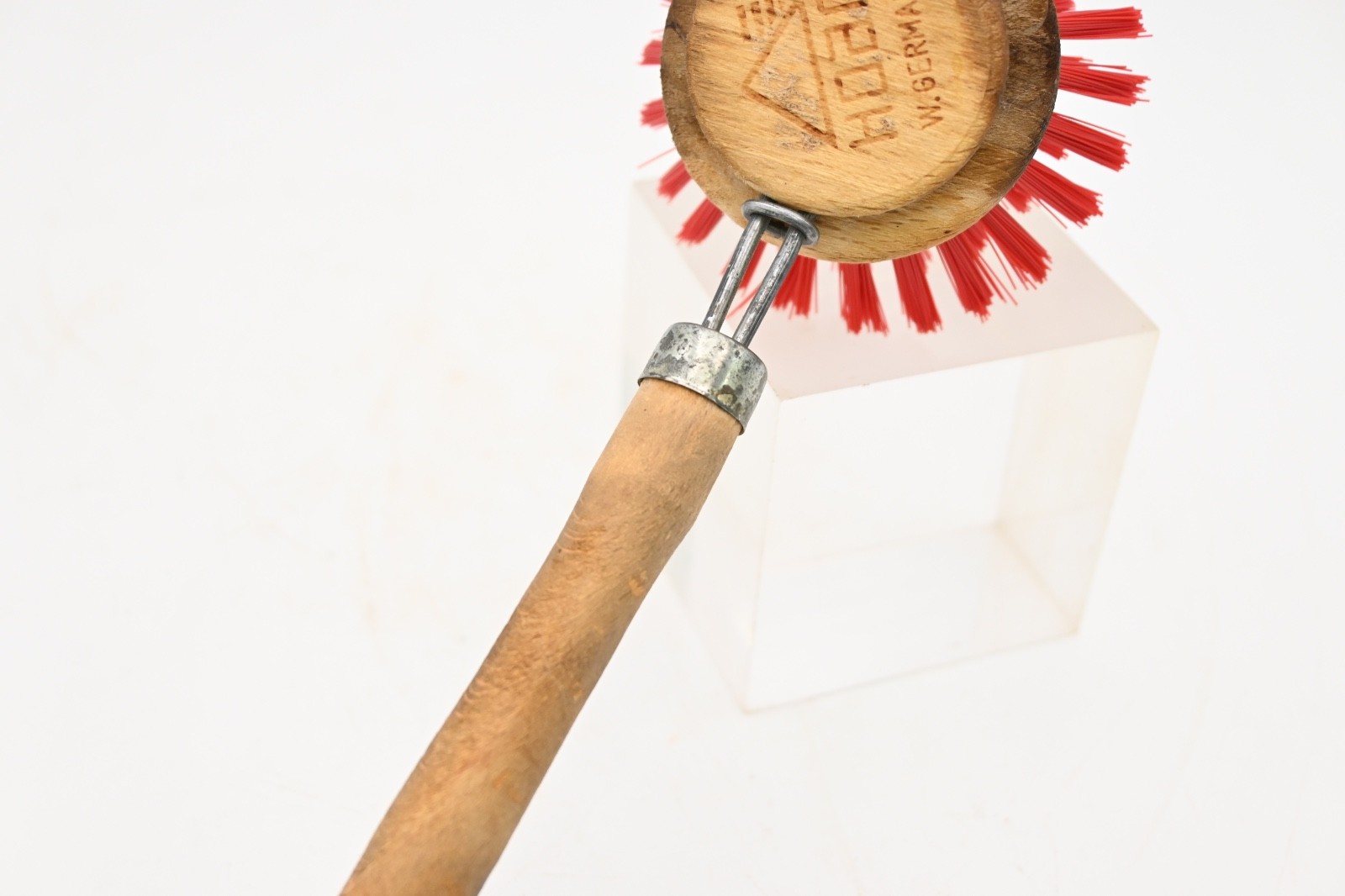 Vntg Wood Handle Vegetable Bristle Scrub Brush Cleaning Utensil Tool W Germany