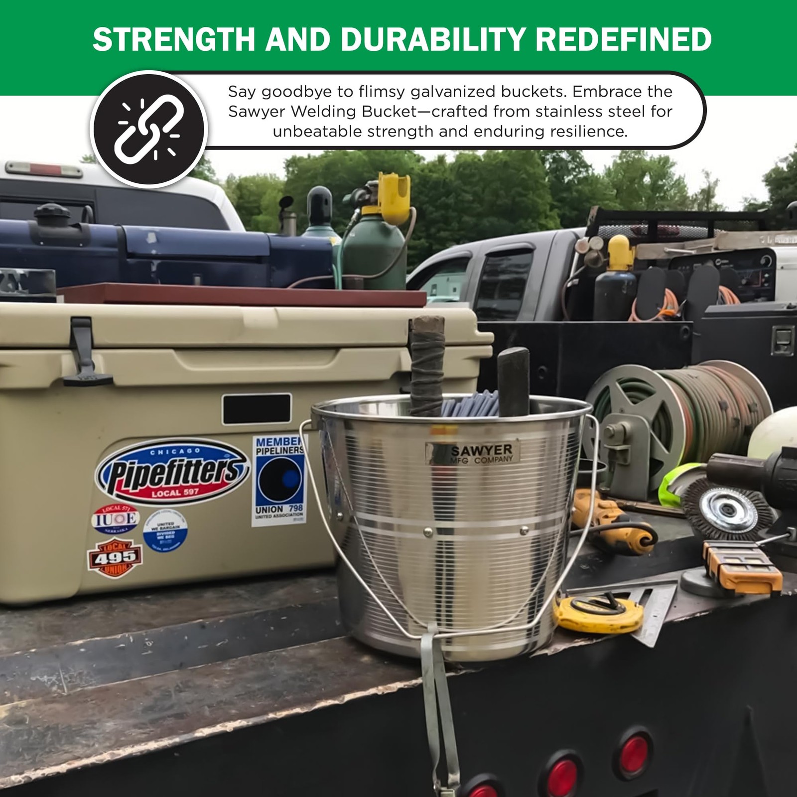 Sawyer’s Stainless Steel Welding Rod Bucket – 4.5 Gal Metal Pail with Partiti…