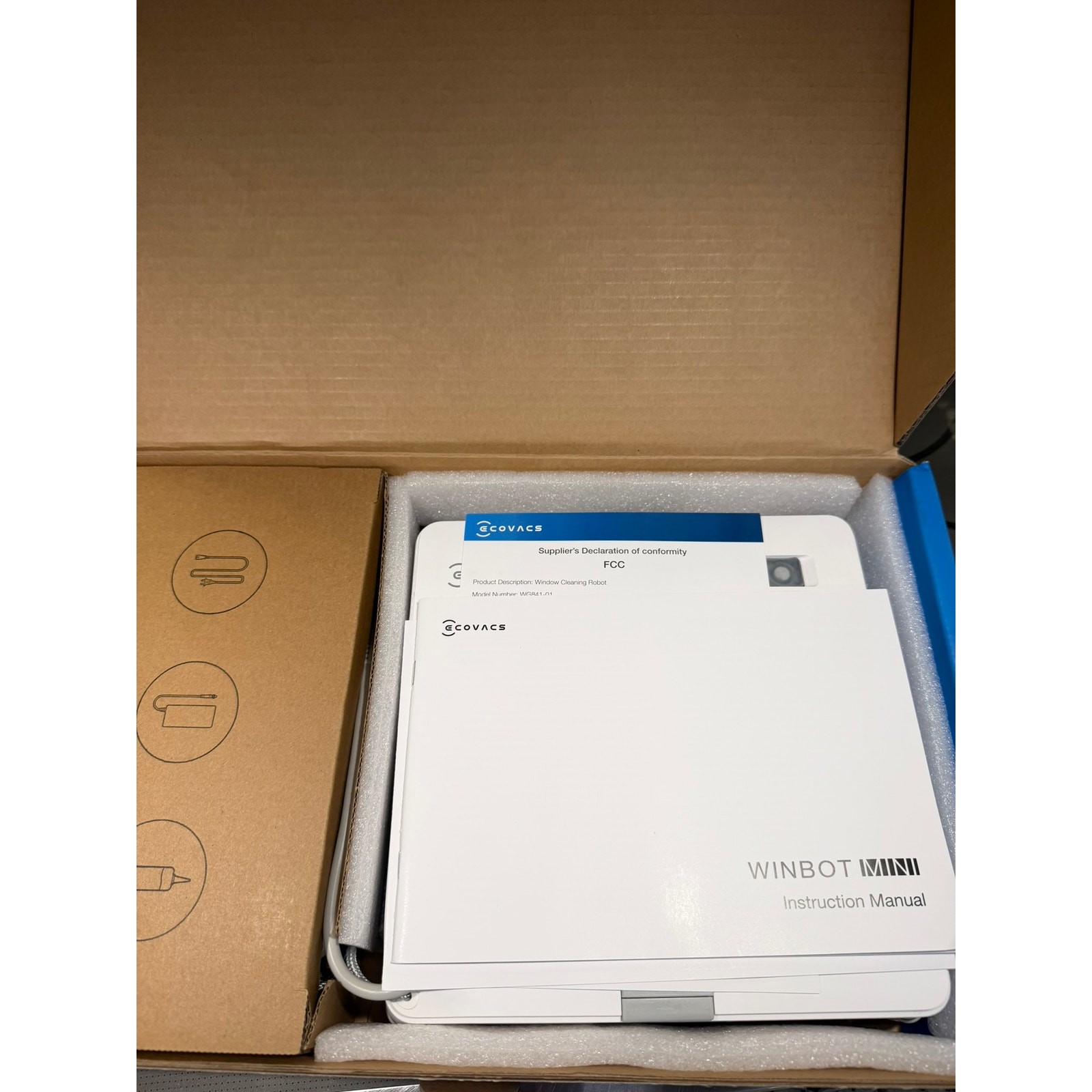 Ecovacs WINBOT Mini WG841-01 Robotic Window Cleaner Box Tested Open Original Box