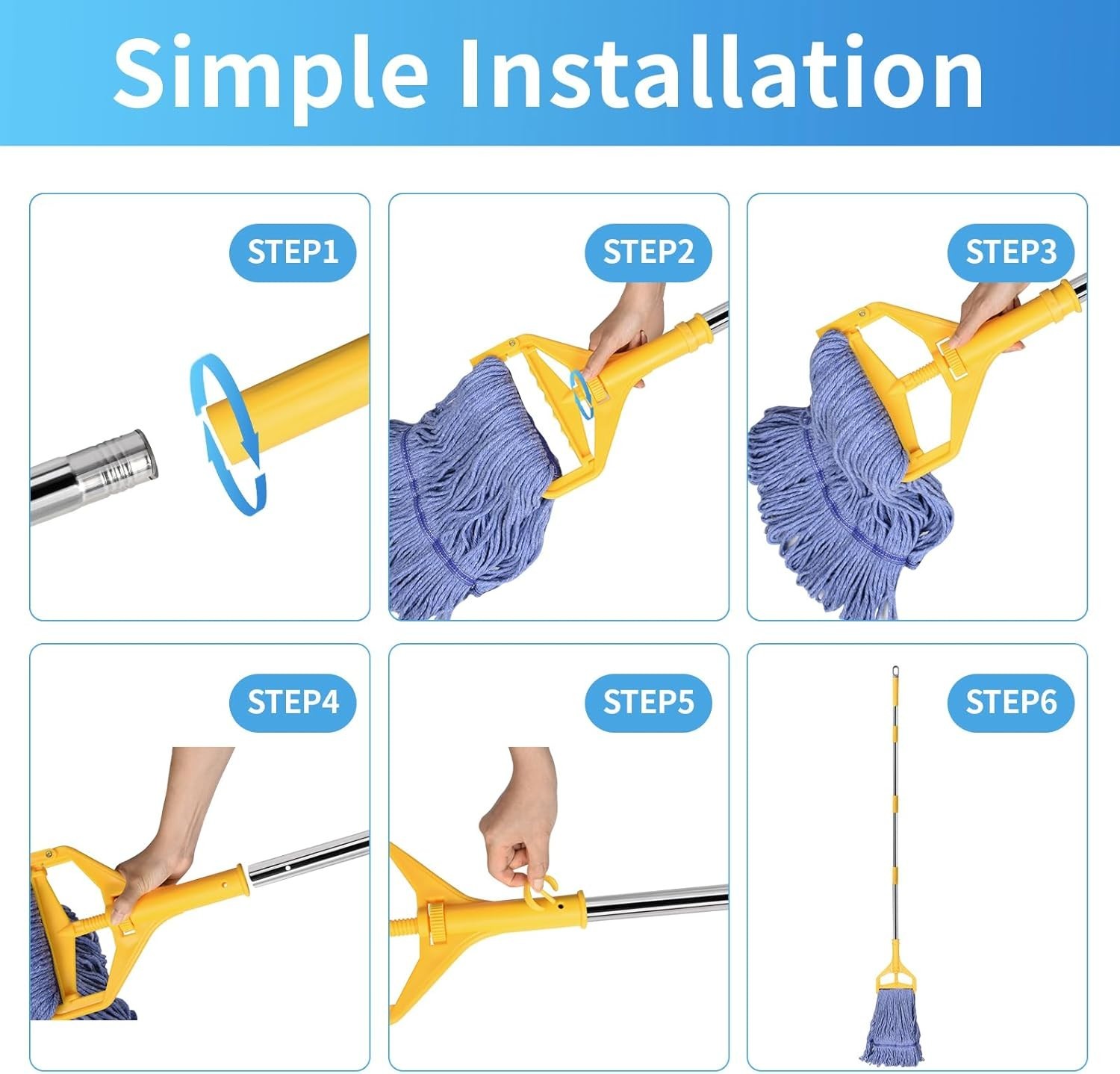Commercial Mop with Extra Head Replacement, 63Inch Handle Heavy Duty Industri…