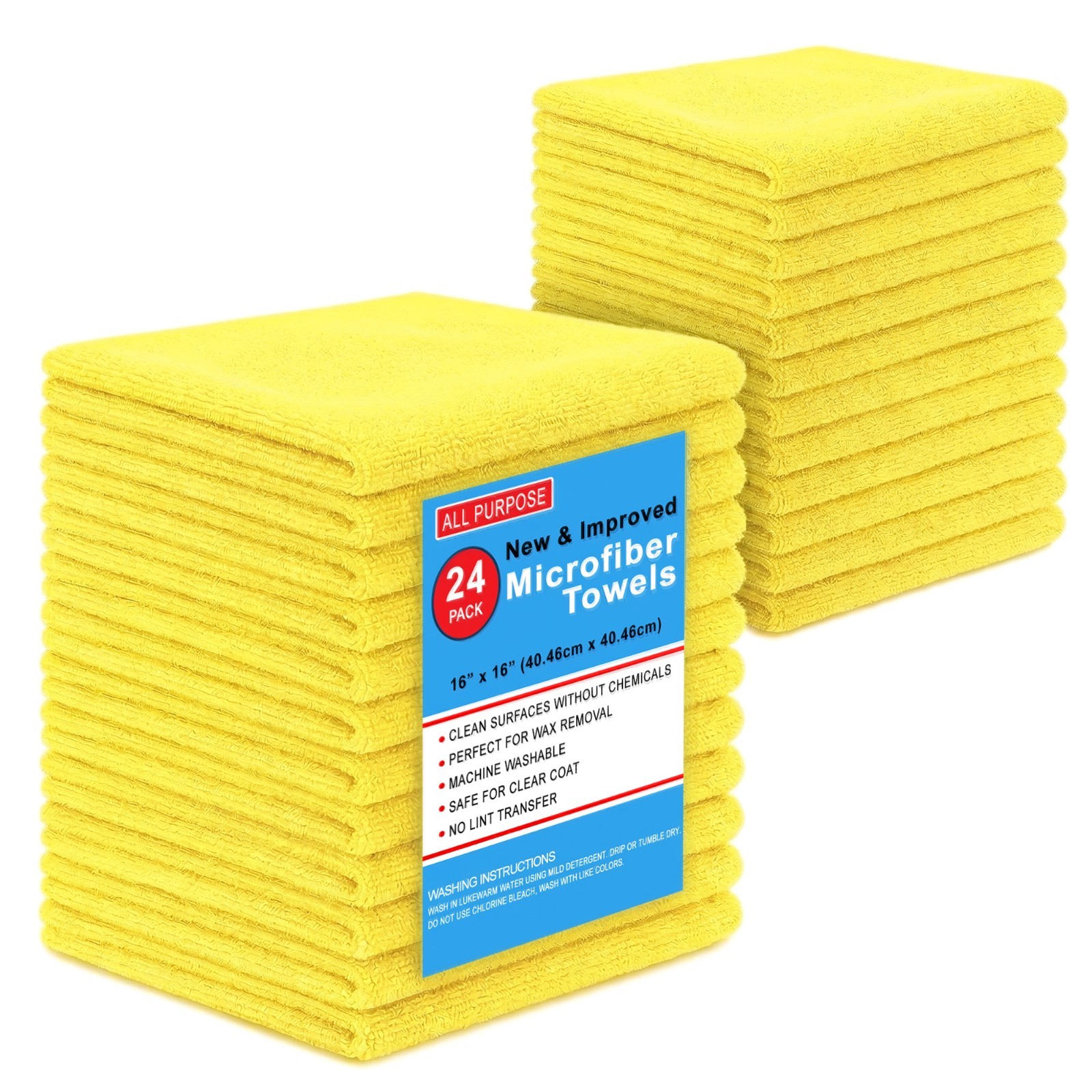 Microfiber Cleaning Cloth Set Of 24 Towel Rag Car Polishing Detailing No-Scratch