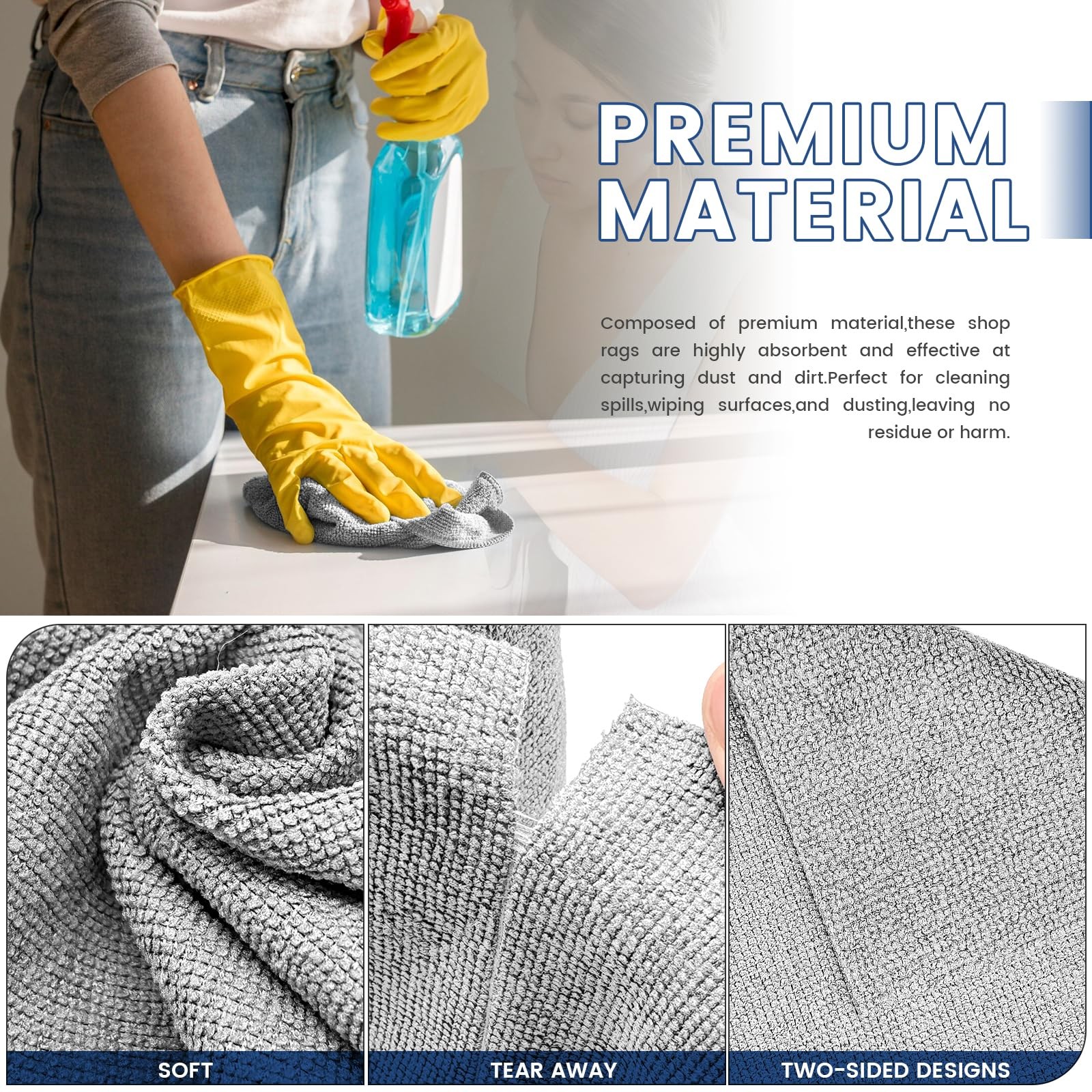 75 Pack Microfiber Cleaning Cloth Roll,Reusable Washable Ultra Tear Away Micr…