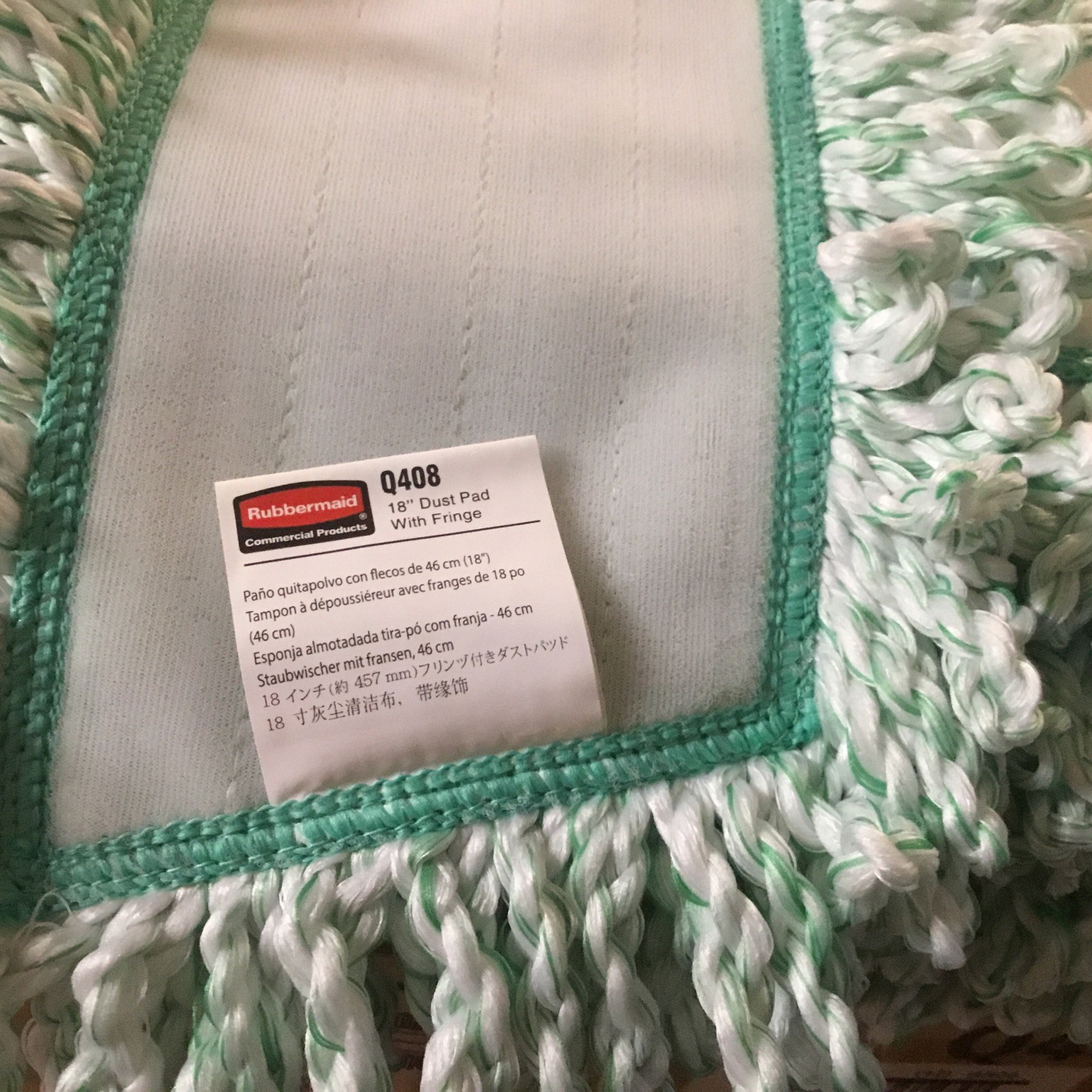 Rubbermaid Commercial Products GREEN 18” Dust Pad w/ Fringe Q408 New Box Of 12
