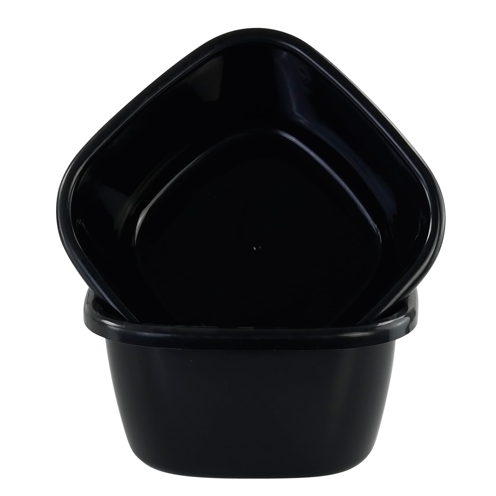 2-Pack Large Plastic Square Wash Basin, Black Dish Pan (18 Quart)