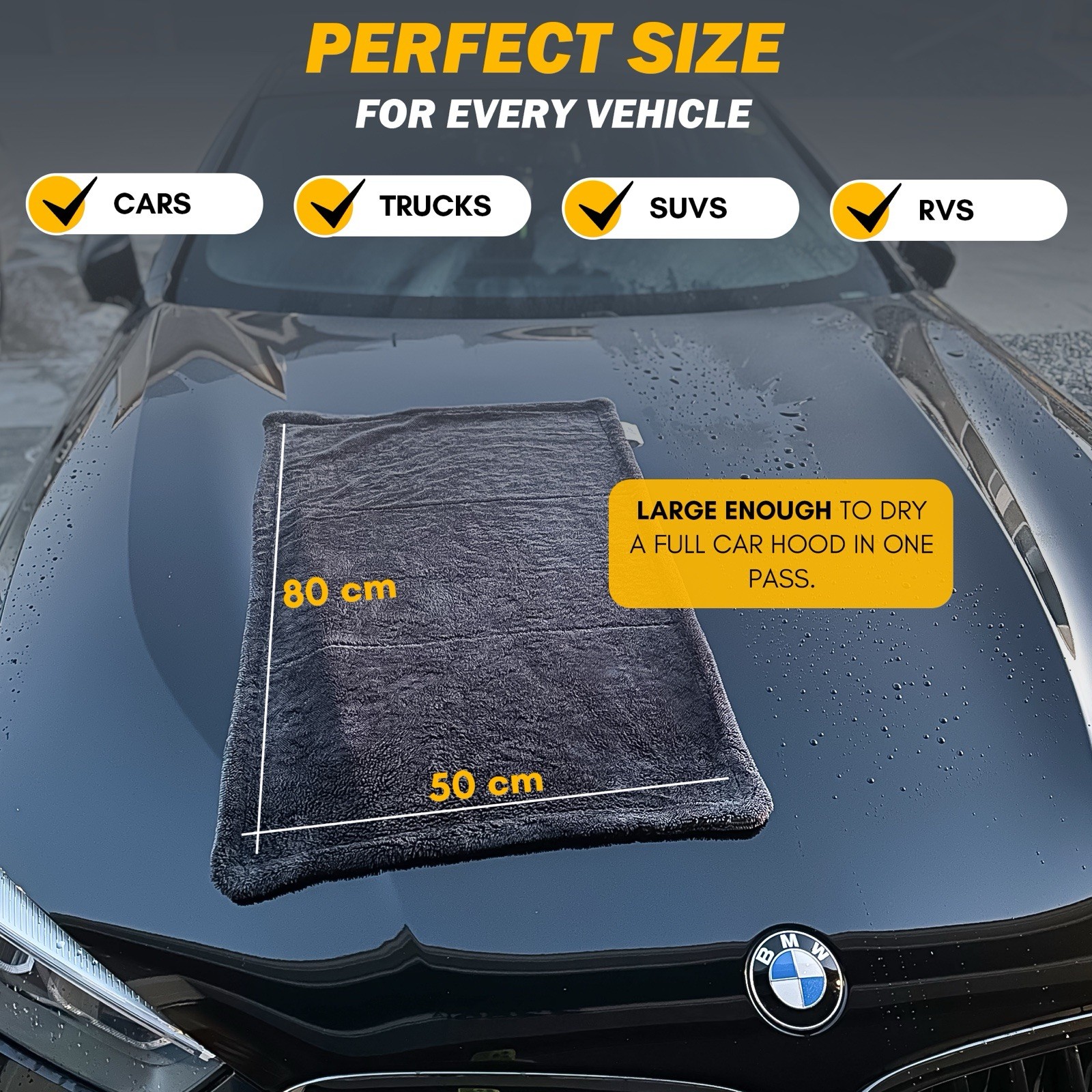 KAATNISI Premium Microfiber Car Drying Towel – 20″ x 30″ -Ultra Absorbent