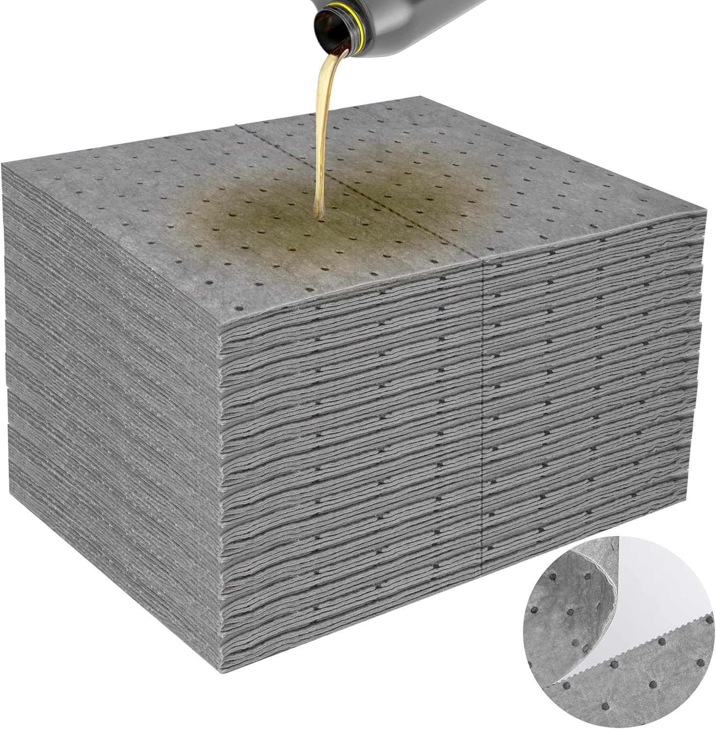 100PC Oil Absorbent Pads | 13″x10″ Meltblown Polypropylene Mats, Hand-Tear Lines