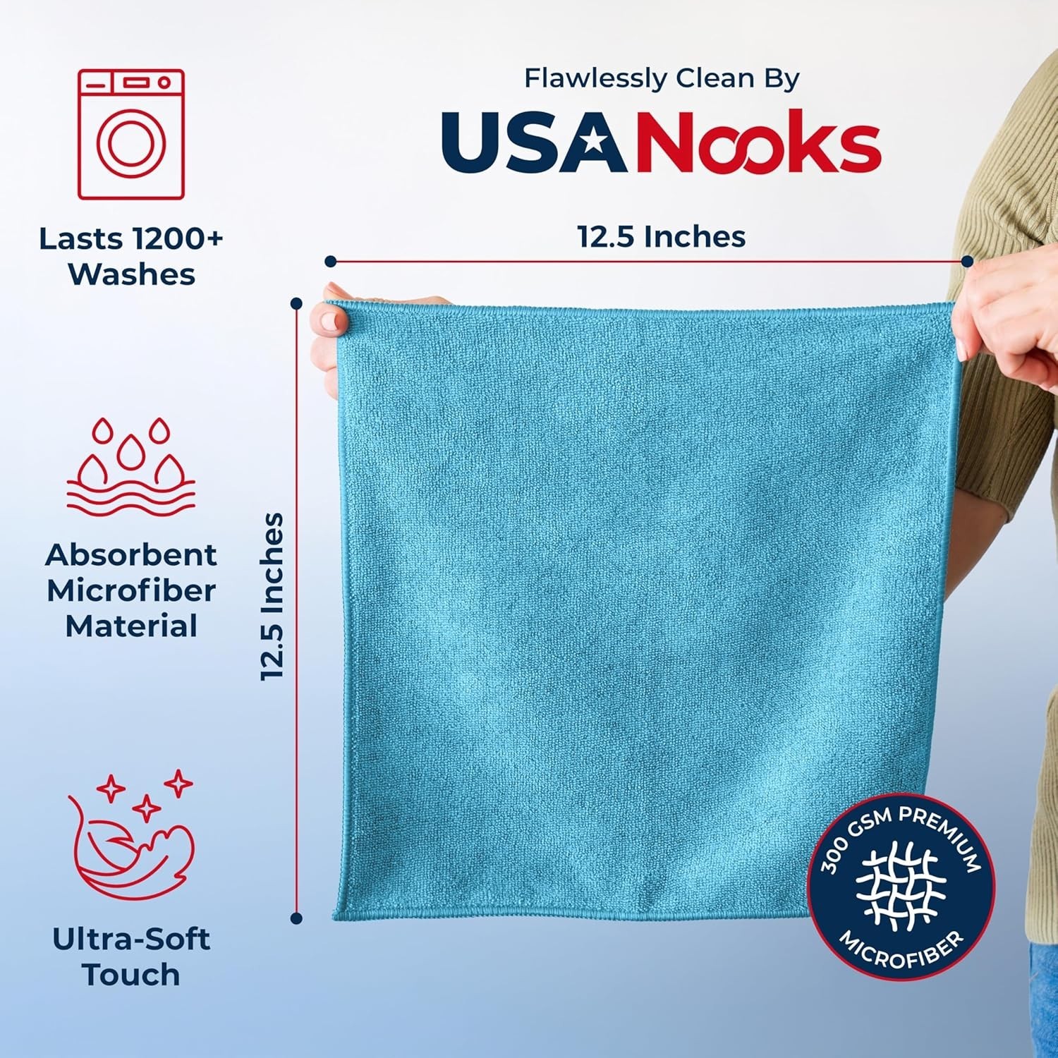 Microfiber Cleaning Cloths 12 Pack Turquoise Ultra Absorbent Car Towels