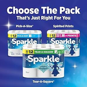 Sparkle Pick-A-Size Paper Towels, Spirited Print Design, 6 Double Rolls (660