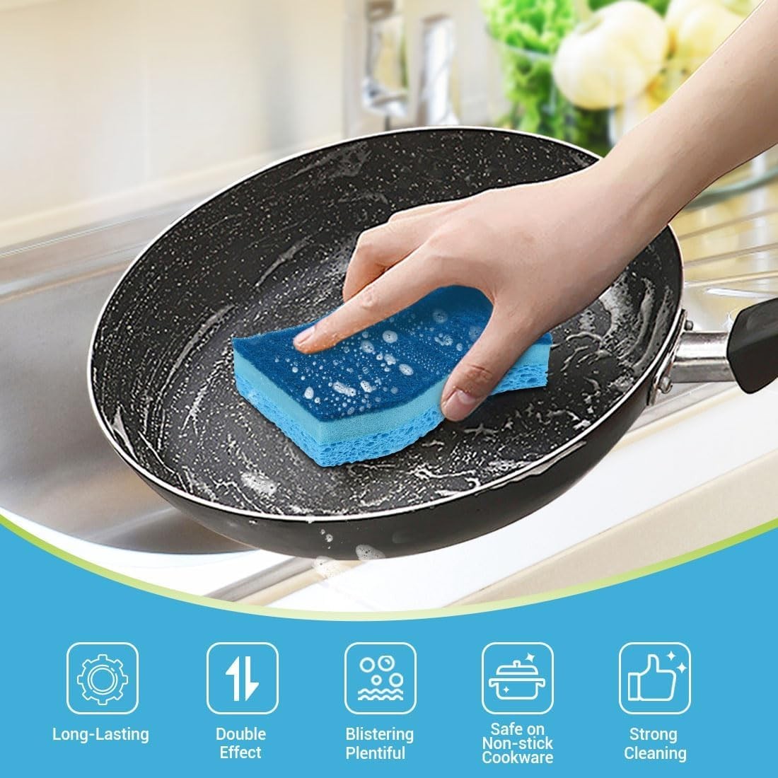 AIDEA-Brite Non-Scratch Scrub Sponge-24Count, Sponges for Dishes, Sponges Kitche