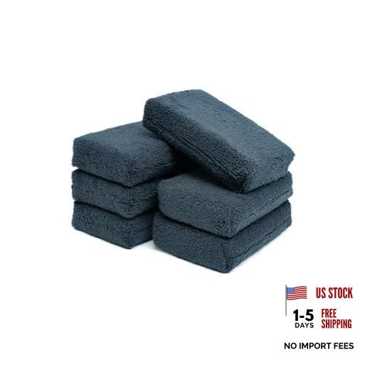 Premium Grade 3″x5″ Black Microfiber Detailing – 6 Pack – Black Weave