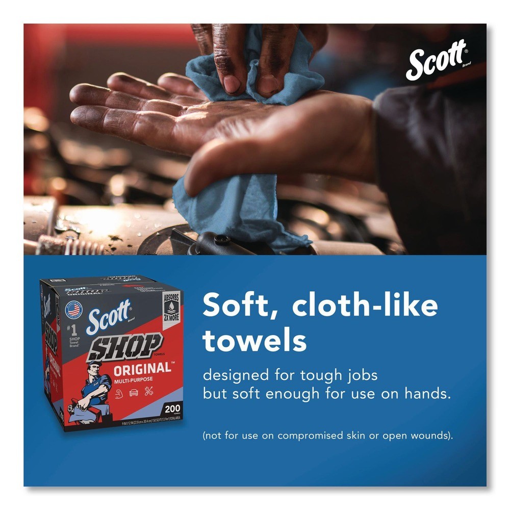Scott 75190BX 9″ x 12″ 1-Ply Shop Towels Original – Unscented/Blue (200/Box) New