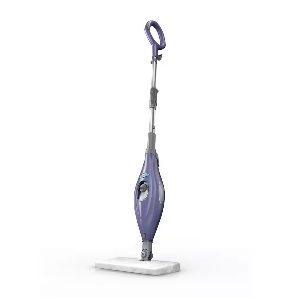 Corded Steam Pocket Mop Stick Cleaner for Hard-Floor Surfaces in Purple with Fas