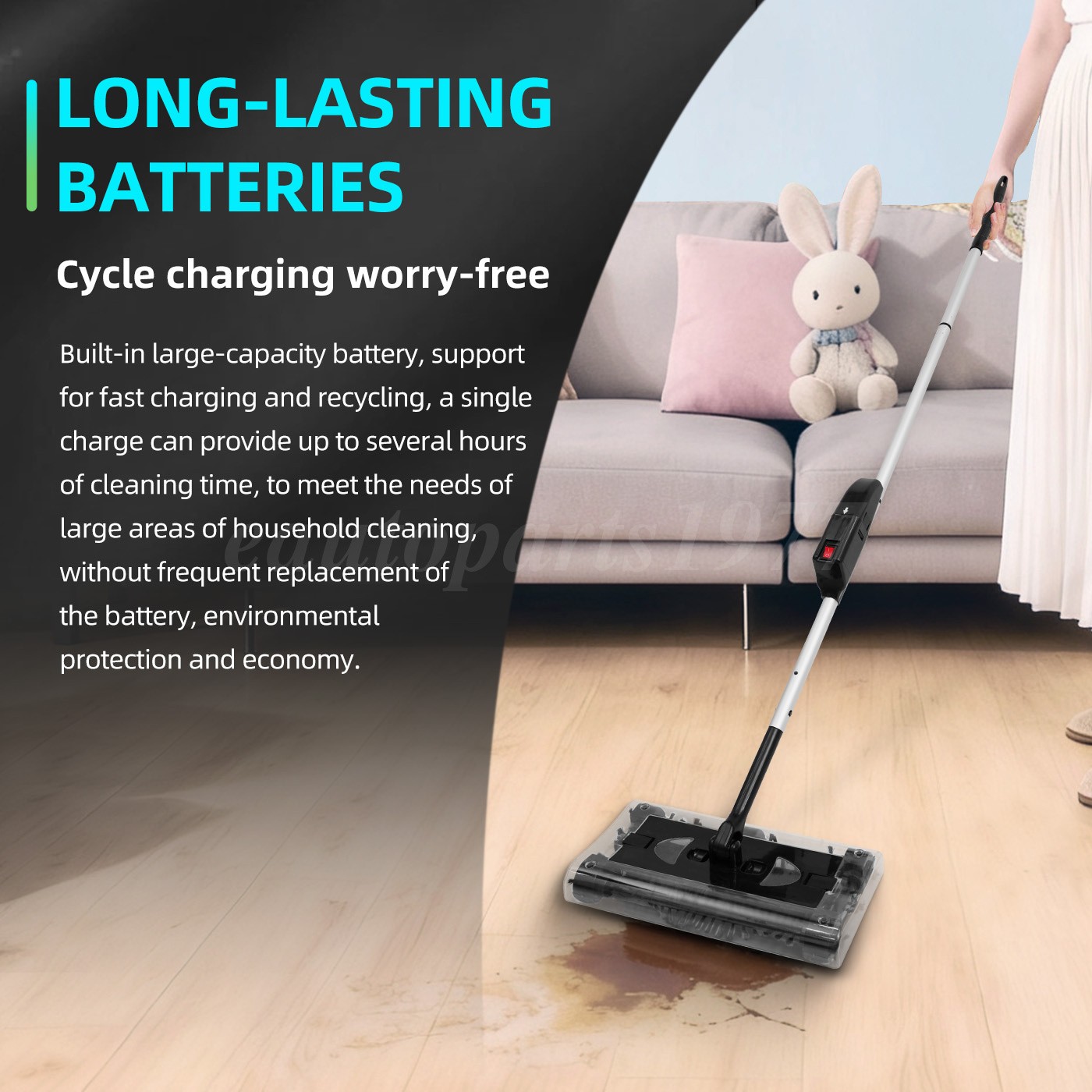 Floor Sweeper Cordless Electric Rechargeable Floor&Carpet Vacuum Cleaner Handle