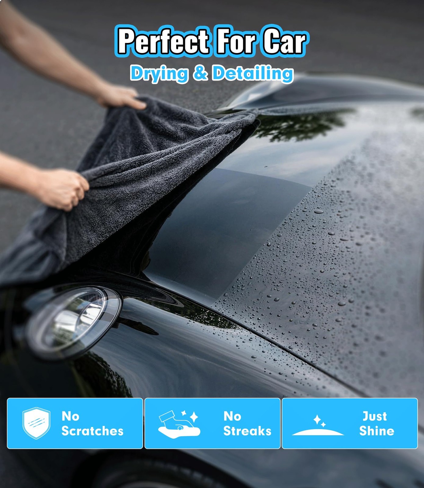 2-Pack Car Drying Towels, 1300 GSM Microfiber Towels for Cars, 36″ x 28″ XL