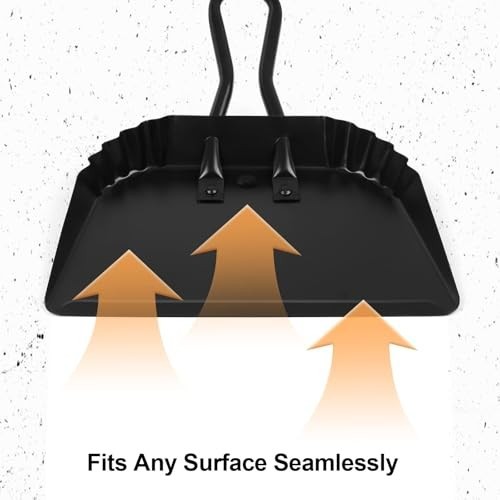 Handheld Dust Pan and Brush Set – Heavy Duty Metal, Angled Design, Easy Grip Han