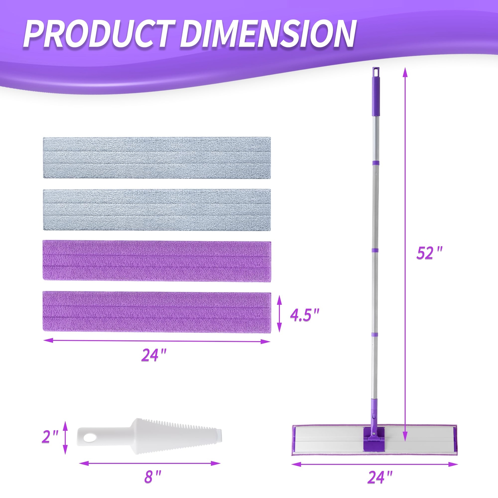 24″ Microfiber Mop For Floor Cleaning Dry And Wet Floor Mop For Hardwood Laminat