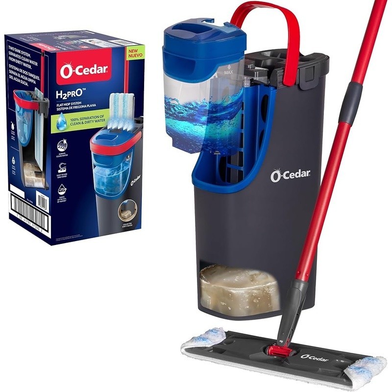 Dual-Tank Floor Mop Compact Lightweight Telescopic Handle Reusable Pad New