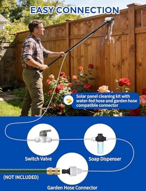 Solar Panel Cleaning Brush, Electric Solar Panel Cleaning Kit | With 20.34ft