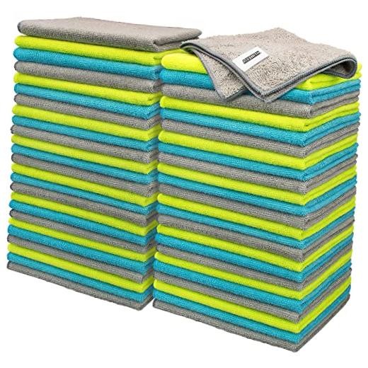 Microfiber Cleaning Cloth – Pack of 50, Microfiber 50pk 3 Colors Assorted