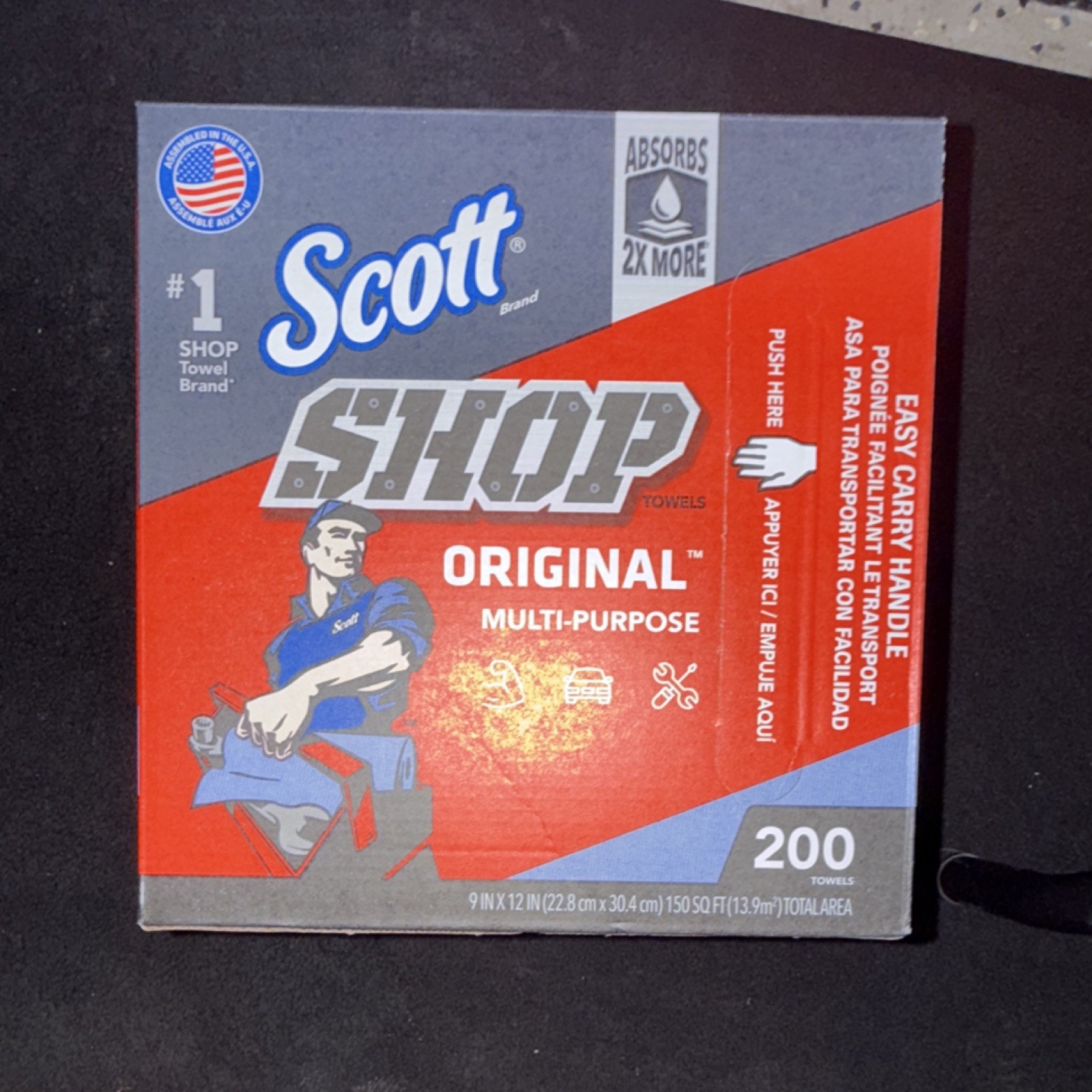 Scott Shop Original Towels 200 Multi-Purpose Blue Paper 9×12 Absorbs 2X More