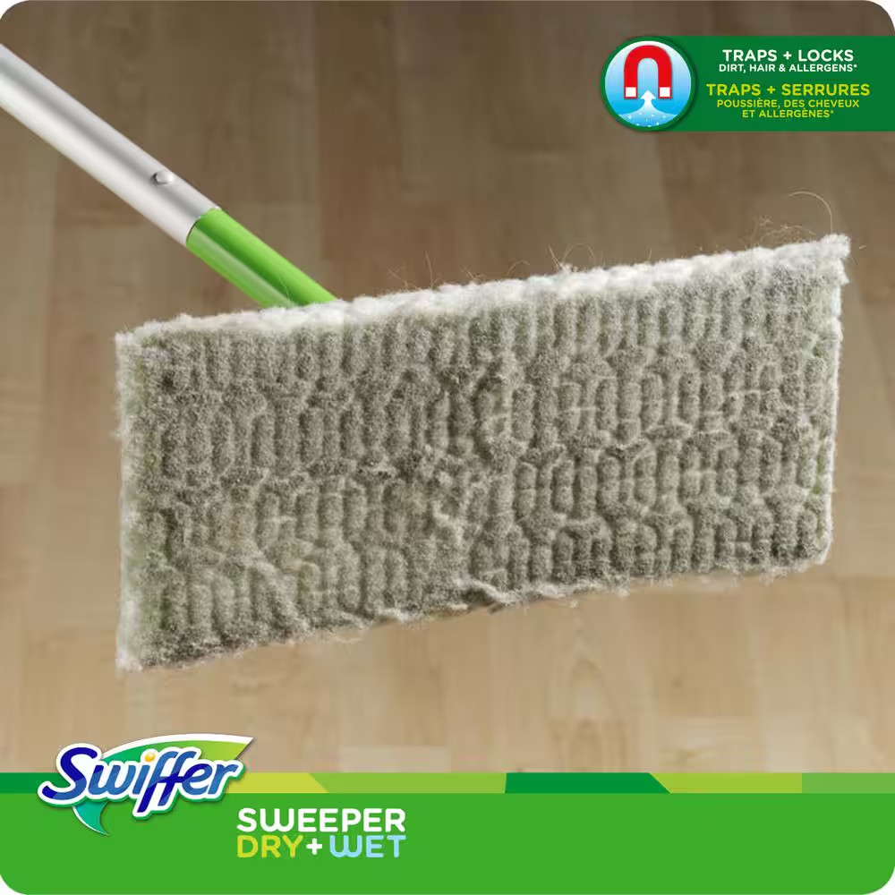 Swiffer Sweeper 2-in-1, Dry and Wet, Floor Cleaner Includes 1 Mop + 10 Refills