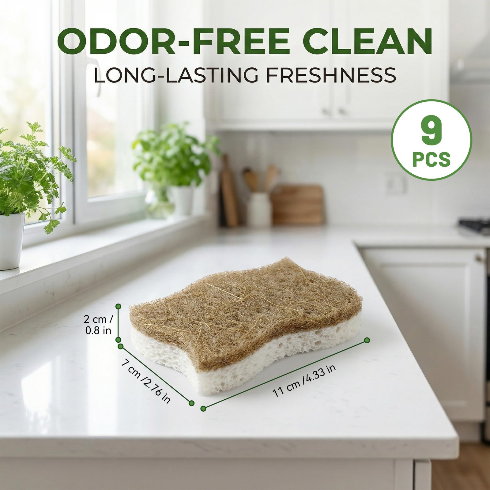 kickleen 9 Pack Biodegradable Kitchen Sponges