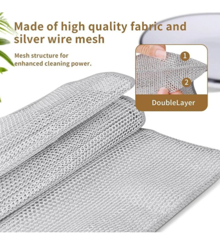 3/6/12 Pcs Multifunctional Non-Scratch Mesh Wire Dish Washing Cleaning Cloth Rag
