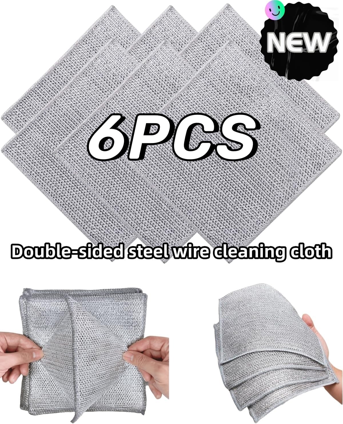 6-pack of Steel Dishwashing Padswool Clean Kitchen Easy Clean 6PCS