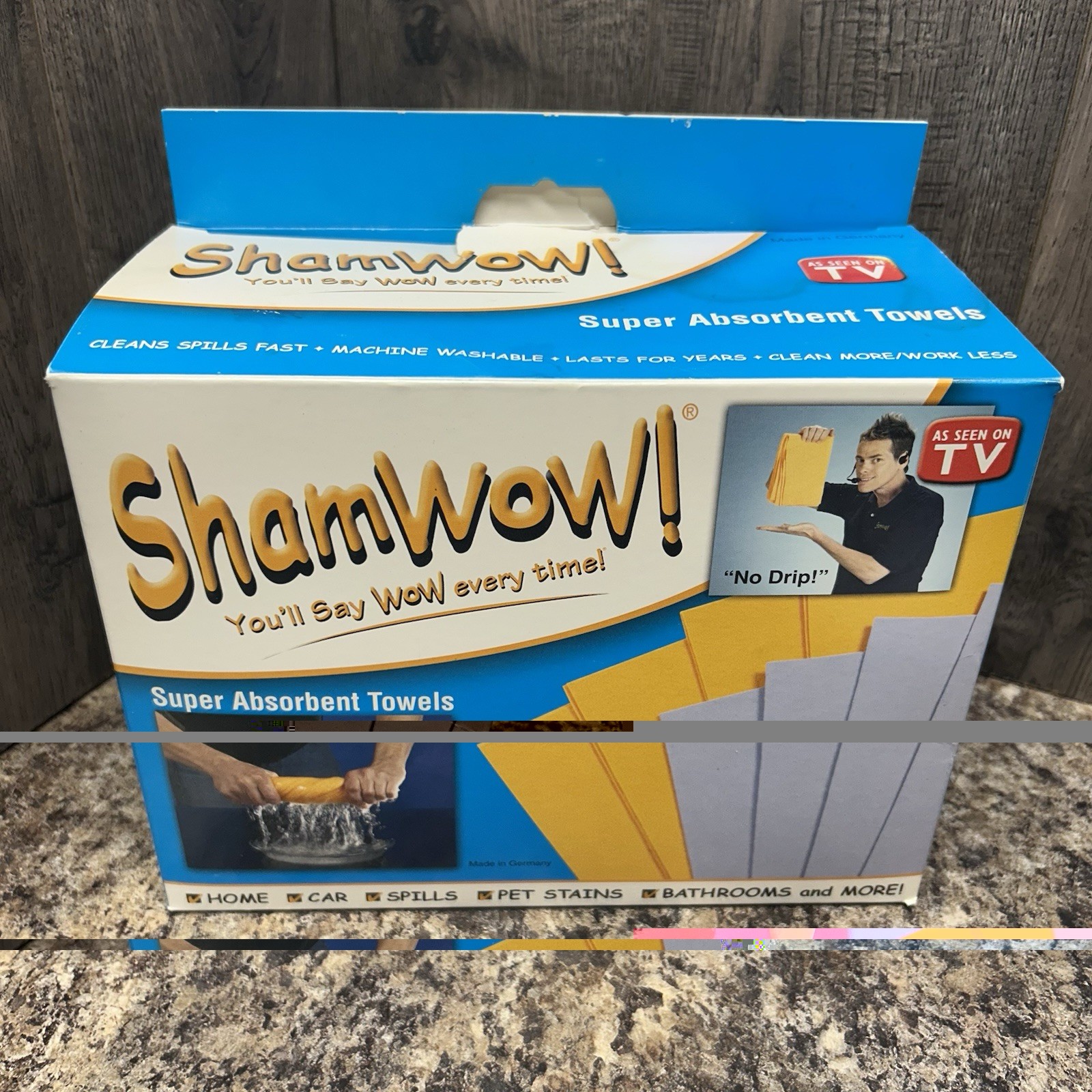 GENUINE Shamwow Towels Absorbent 4 Large 1 Mini Towels Original Made in Germany